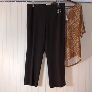 NWT Dress Barn Tummy Control Brown Dress Trouser  16 S
